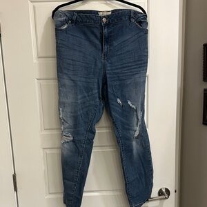 ARULA Blue Distressed Boyfriend Jeans